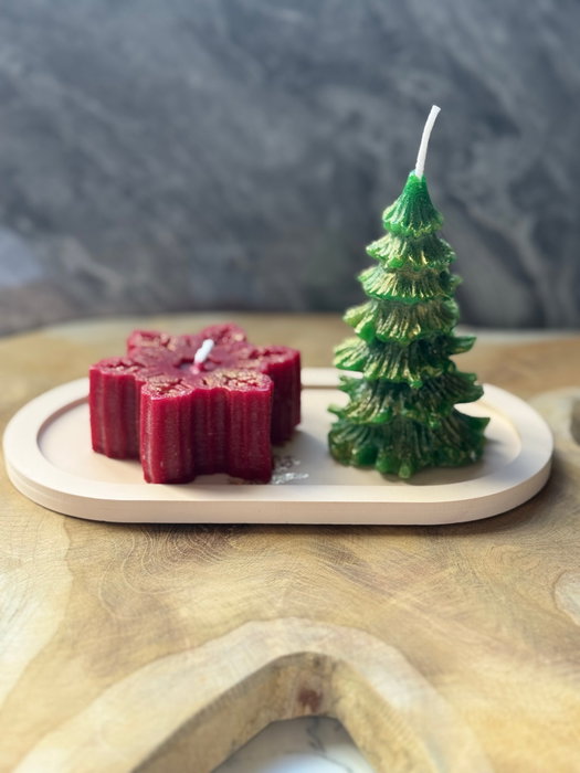 Aberto Design Christmas Candle Set de 3 piezas en Rojo y Verde Aberto Design Christmas Candle Set de 3 piezas en Rojo y Verde